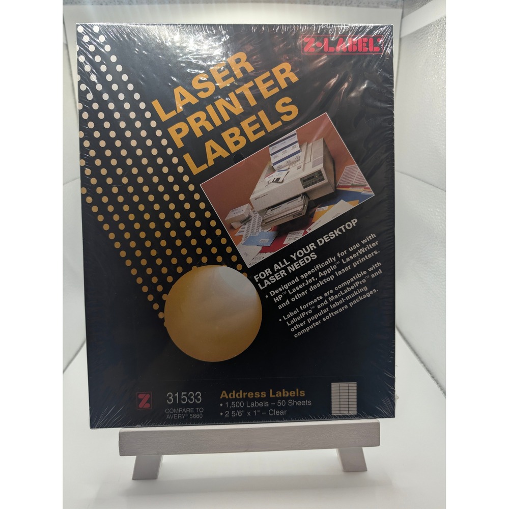 Z-Label 31533 Clear Laser Address Labels 2-5/8 x 1 1500 Ct 50 Sheets